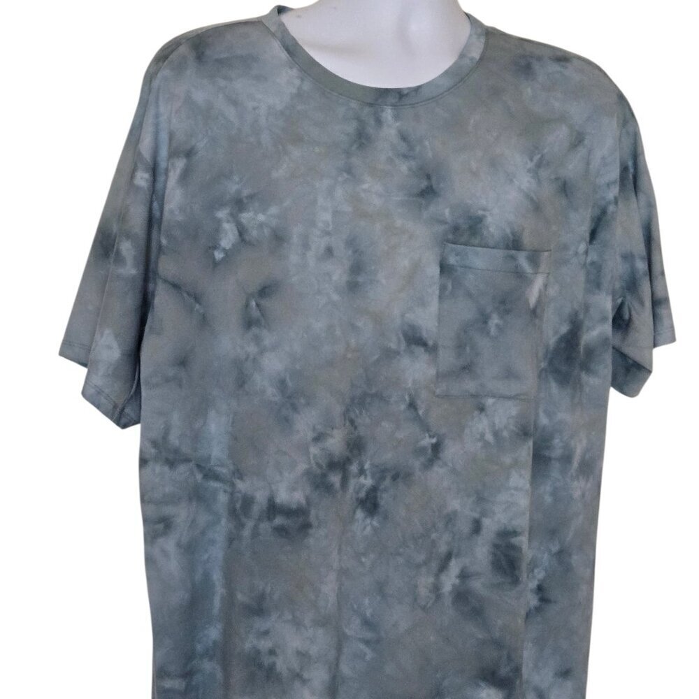 LULULEMON TDWM Blue Spray Dye Relaxed Mesh Pocketed SS Top Shirt Men's - Picture 5 of 6